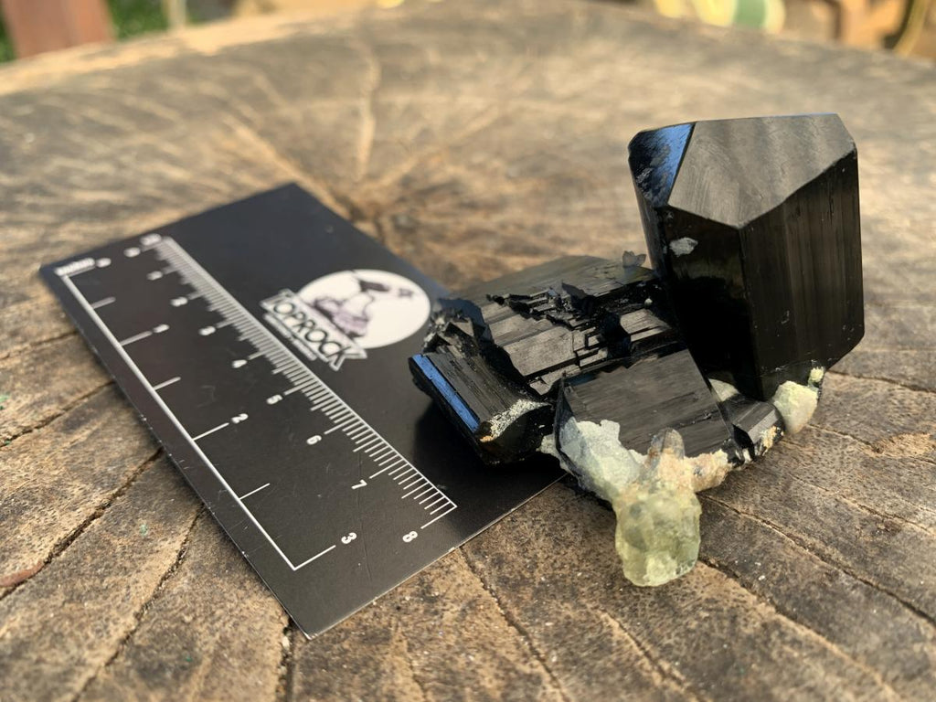 Natural Small Schorl Black Tourmaline Cluster with Fluorescent Hyalite Opal x 1 From Erongo, Namibia