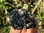 Natural Small Schorl Black Tourmaline Cluster with Fluorescent Hyalite Opal x 1 From Erongo, Namibia