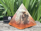 Polished Coral Flower Agate Specimen in Large Resin Pyramid x 1 From Madagascar