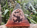 Polished Coral Flower Agate Specimen in Large Resin Pyramid x 1 From Madagascar