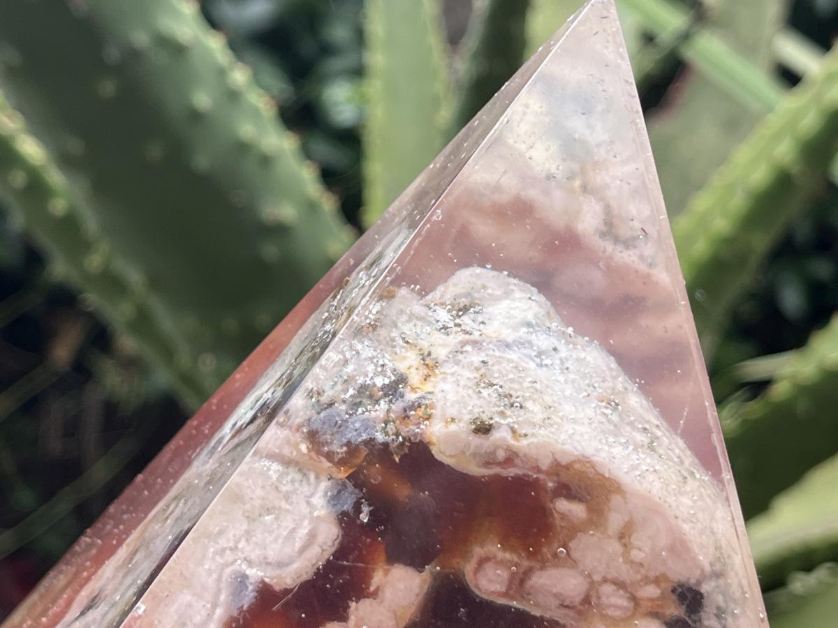 Polished Coral Flower Agate Specimen in Large Resin Pyramid x 1 From Madagascar