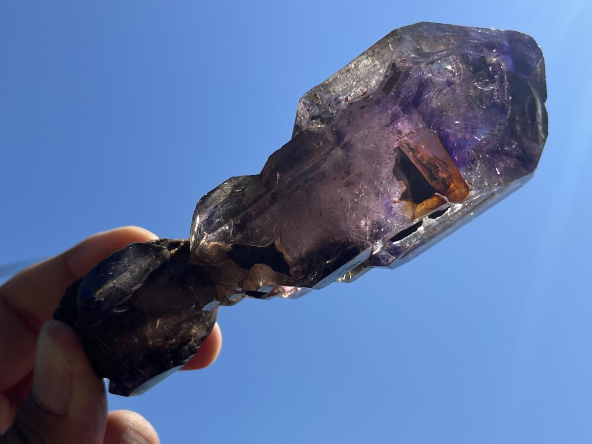 Natural Double Terminated Sceptre, Smokey Amethyst Window Crystal x 1 From Chiredzi, Zimbabwe