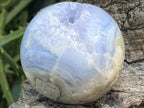 Polished Blue Lace Agate with Amethyst Geode Sphere x 1 From Nsanje, Malawi