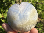 Polished Blue Lace Agate with Amethyst Geode Sphere x 1 From Nsanje, Malawi