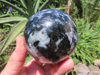 Polished Large Merlinite Gabbro Sphere with Wooden Stand x 1 From Madagascar