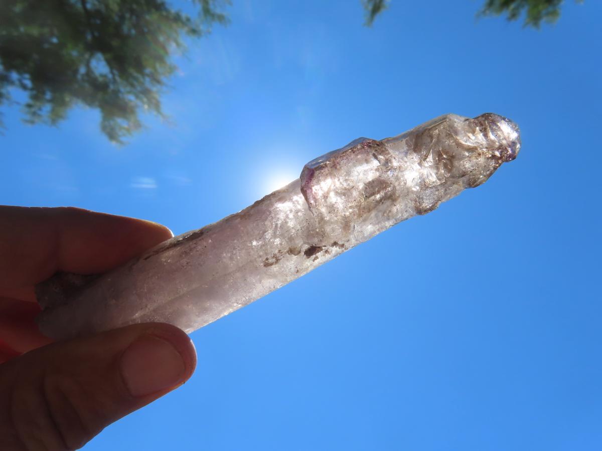 Natural Long Skeletal Smokey Amethyst Sceptre Finger Quartz x 1 From Chiredzi, Zimbabwe