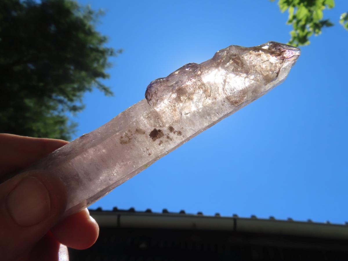 Natural Long Skeletal Smokey Amethyst Sceptre Finger Quartz x 1 From Chiredzi, Zimbabwe