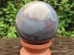 Polished Red, Grey and White Sardonyx Agate Sphere x 1 From Shashe River, Zimbabwe