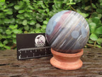 Polished Red, Grey and White Sardonyx Agate Sphere x 1 From Shashe River, Zimbabwe