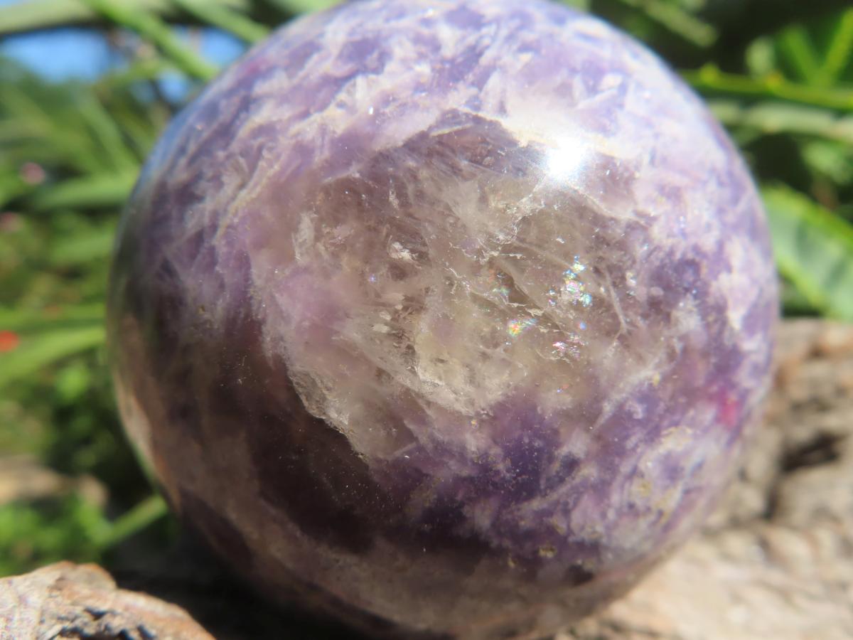 Polished Purple Lepidolite with Pink Rubellite Tourmaline Sphere x 1 From Madagascar