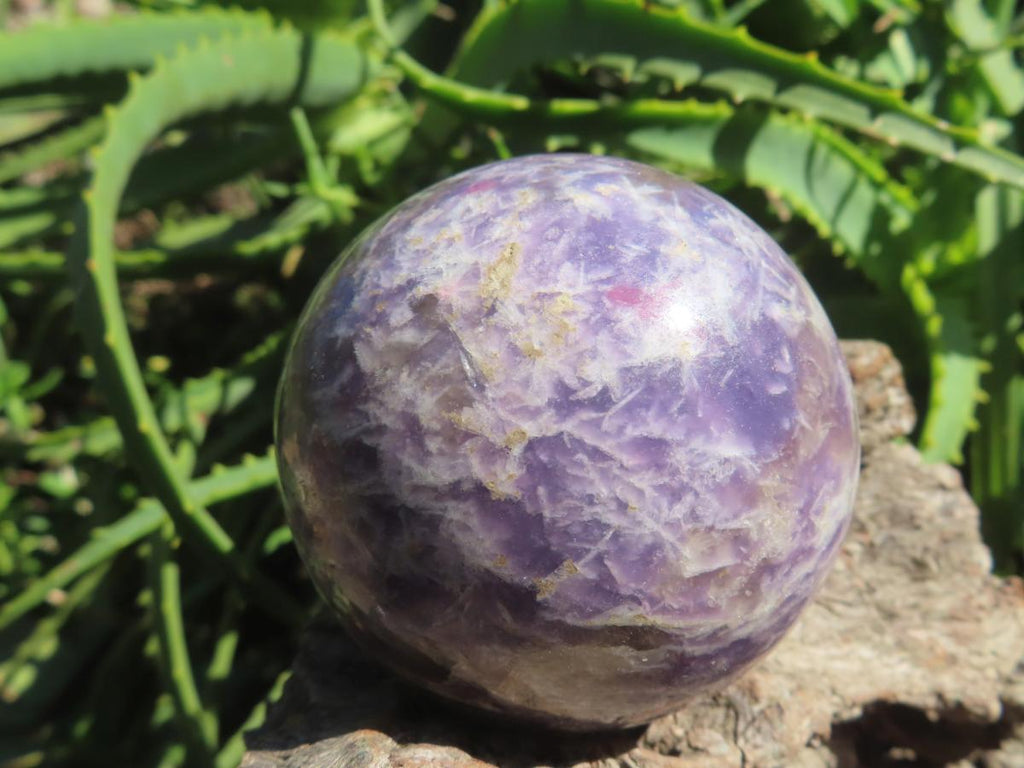 Polished Purple Lepidolite with Pink Rubellite Tourmaline Sphere x 1 From Madagascar