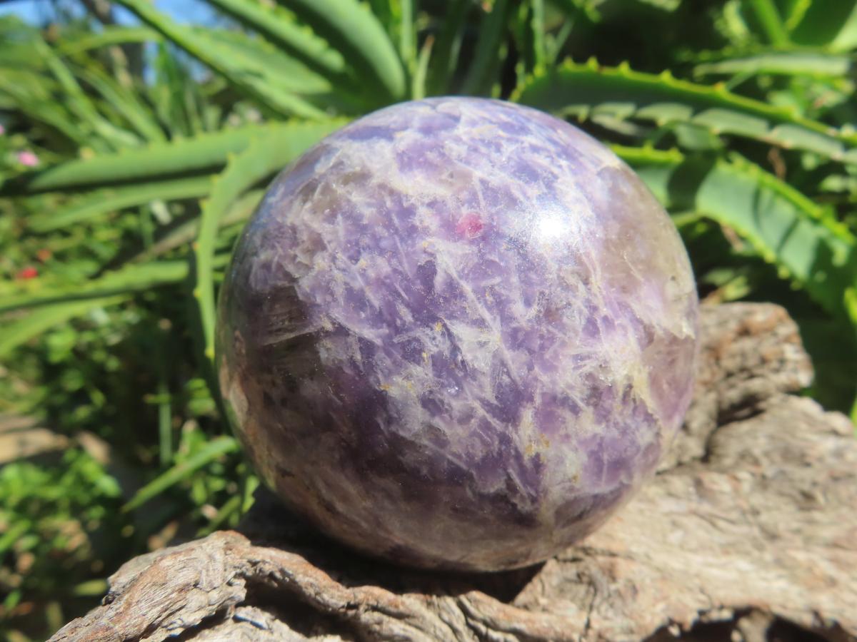 Polished Purple Lepidolite with Pink Rubellite Tourmaline Sphere x 1 From Madagascar