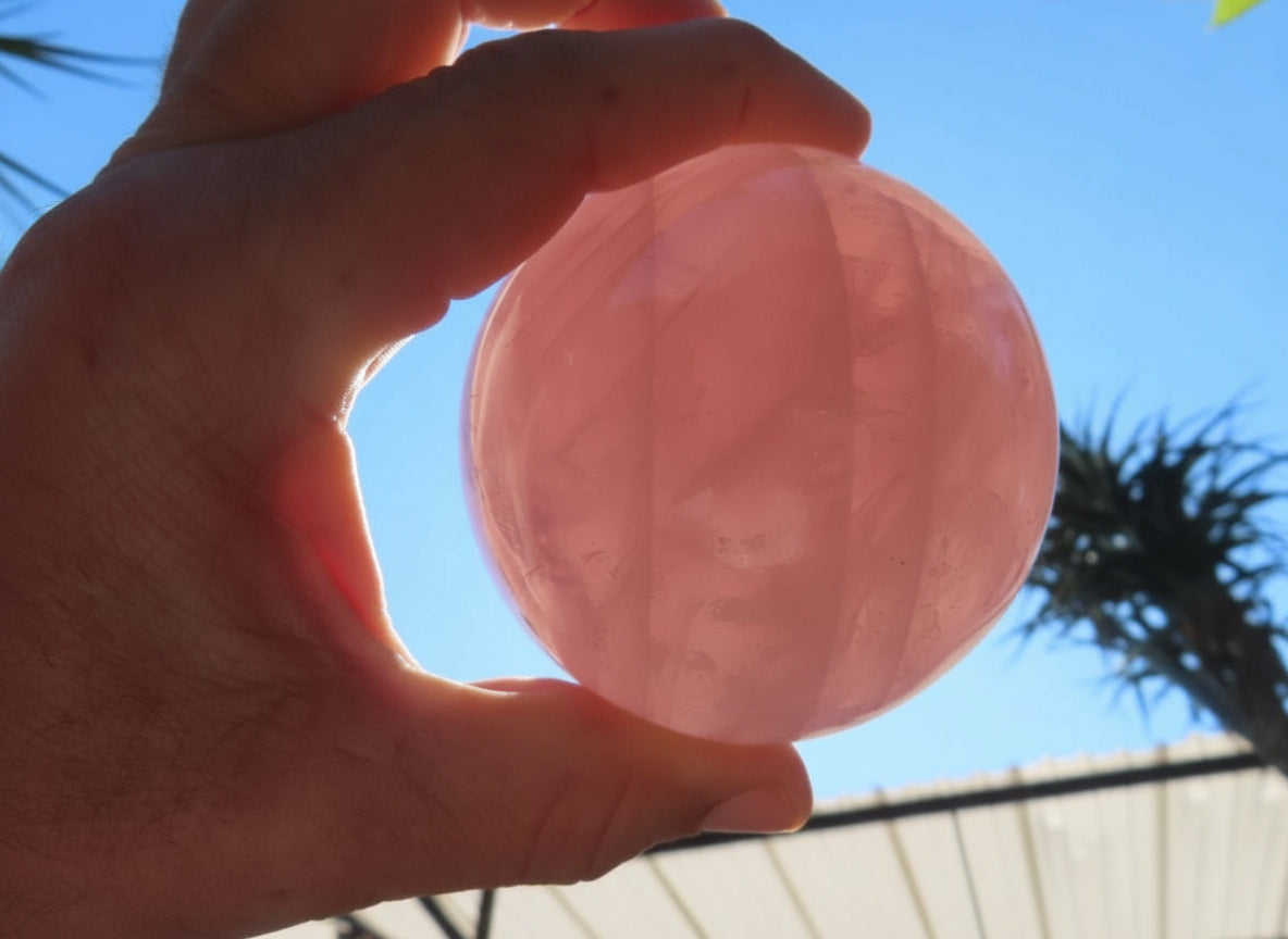 Polished Large Gemmy Star Rose Quartz Sphere x 1 From Ambatondrazaka, Madagascar