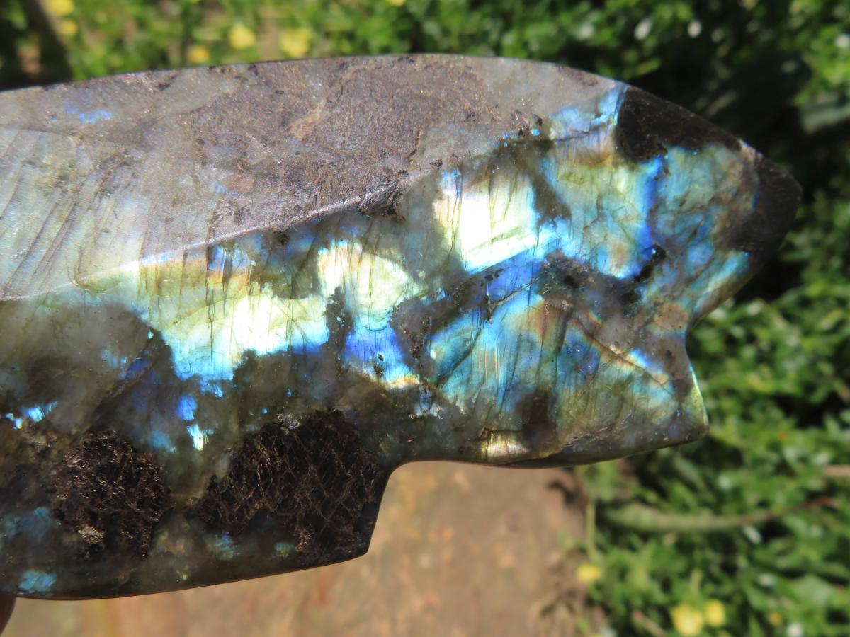Hand Made Labradorite Leaf Dish or Ring Holder Carving x 1 From Madagascar