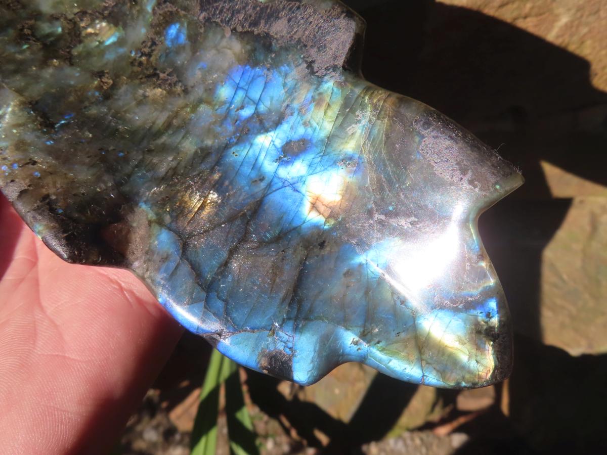 Hand Made Labradorite Leaf Dish or Ring Holder Carving x 1 From Madagascar