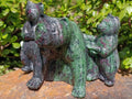 Polished Rare Hand Made Ruby Zoisite Mamma Bear and Cubs Carving x 1 From Tanzania