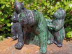 Polished Rare Hand Made Ruby Zoisite Mamma Bear and Cubs Carving x 1 From Tanzania