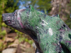 Polished Rare Hand Made Ruby Zoisite Mamma Bear and Cubs Carving x 1 From Tanzania