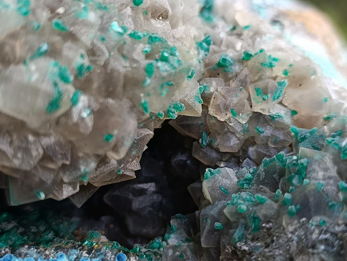 Natural XL Rare Dioptase and Drusy Dolomite Museum Specimen x 1 From Manamba Mine, Congo