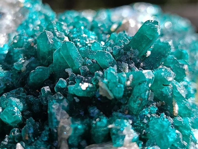 Natural XL Rare Dioptase and Drusy Dolomite Museum Specimen x 1 From Manamba Mine, Congo