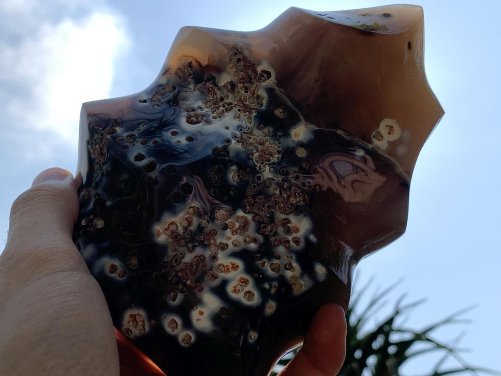 Polished Large Agate Flame Sculpture  x 1 From Madagascar