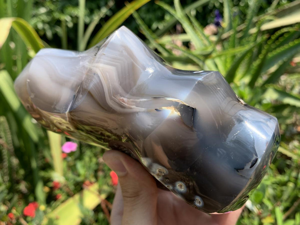 Polished Large Agate Flame Sculpture  x 1 From Madagascar