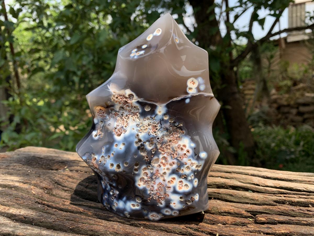 Polished Large Agate Flame Sculpture  x 1 From Madagascar
