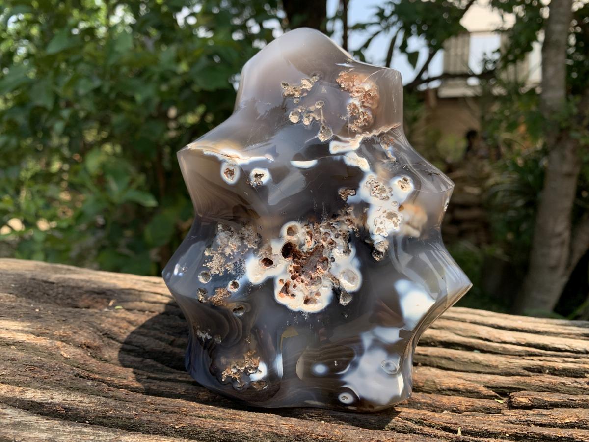 Polished Large Agate Flame Sculpture  x 1 From Madagascar