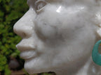 Hand Made XXL Traditional African Woman Bust White Marble Sculpture x 1 From Zimbabwe