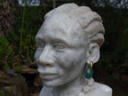 Hand Made XXL Traditional African Woman Bust White Marble Sculpture x 1 From Zimbabwe