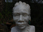 Hand Made XXL Traditional African Woman Bust White Marble Sculpture x 1 From Zimbabwe