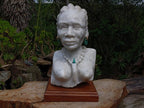 Hand Made XXL Traditional African Woman Bust White Marble Sculpture x 1 From Zimbabwe