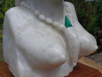 Hand Made XXL Traditional African Woman Bust White Marble Sculpture x 1 From Zimbabwe