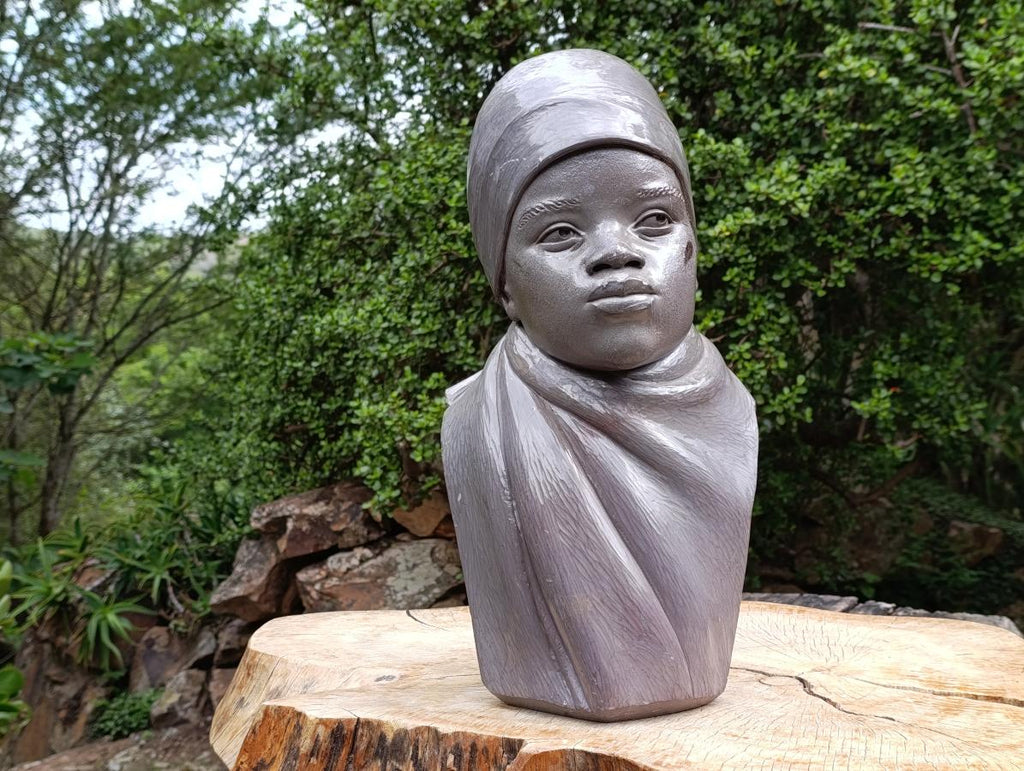 Hand Made Young African Girl Wonder Stone Bust Sculpture x 1 From Zimbabwe