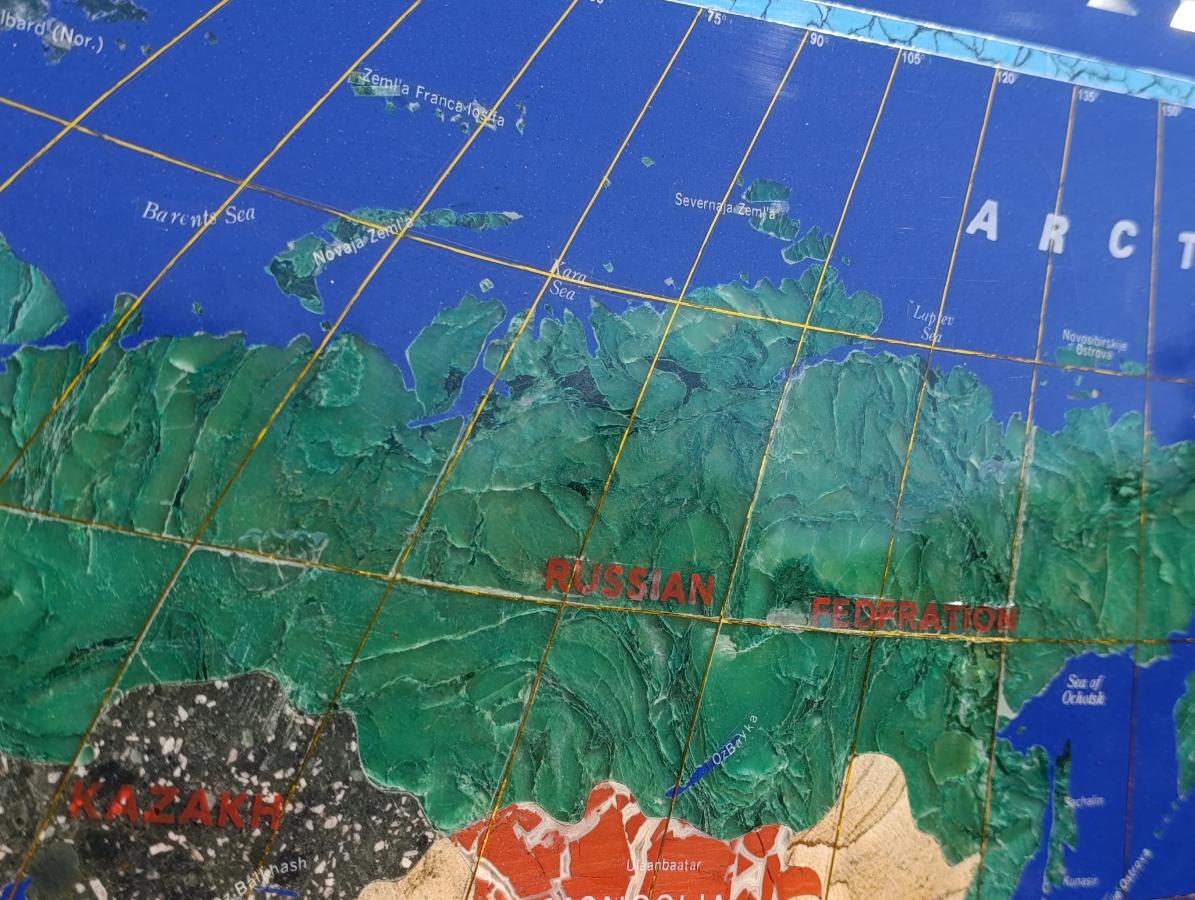 Hand Made Vintage Lapis Lazuli World Map With Time Zone Clocks x 1 From China