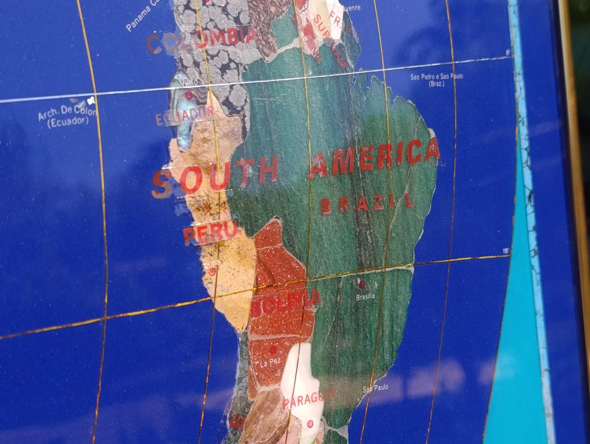 Hand Made Vintage Lapis Lazuli World Map With Time Zone Clocks x 1 From China