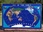 Hand Made Vintage Lapis Lazuli World Map With Time Zone Clocks x 1 From China