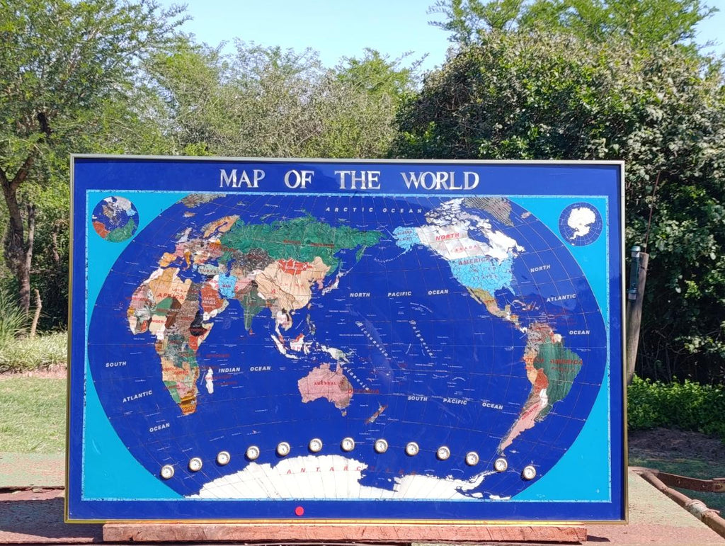 Hand Made Vintage Lapis Lazuli World Map With Time Zone Clocks x 1 From China