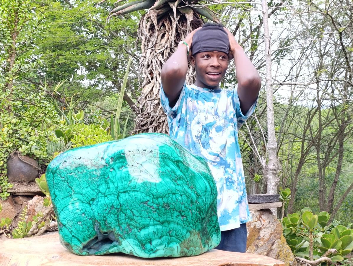 Polished XL 75 kg Flower Banded Malachite Specimen x 1 From Congo