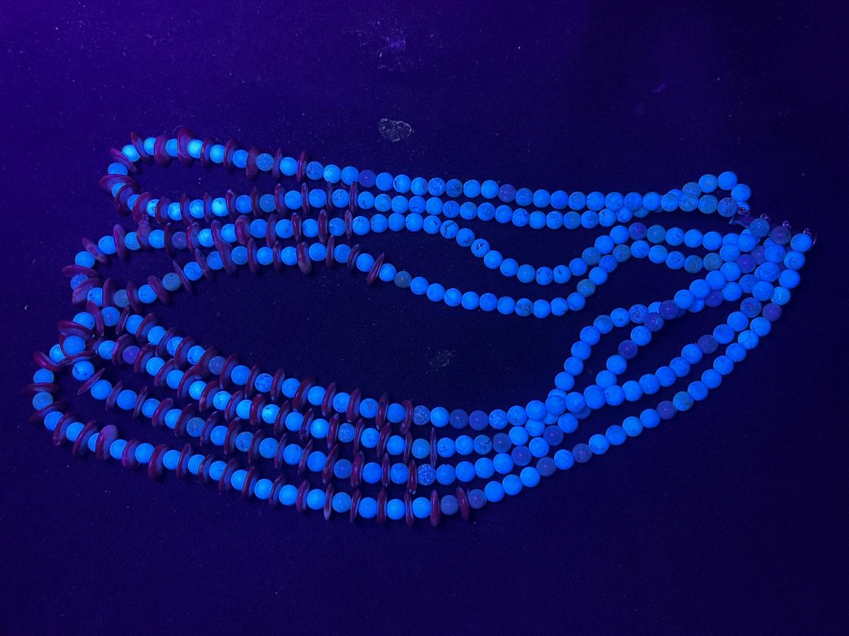 Hand Made Red Bamboo Coral and Turquoise Necklace x 1 From Mexico