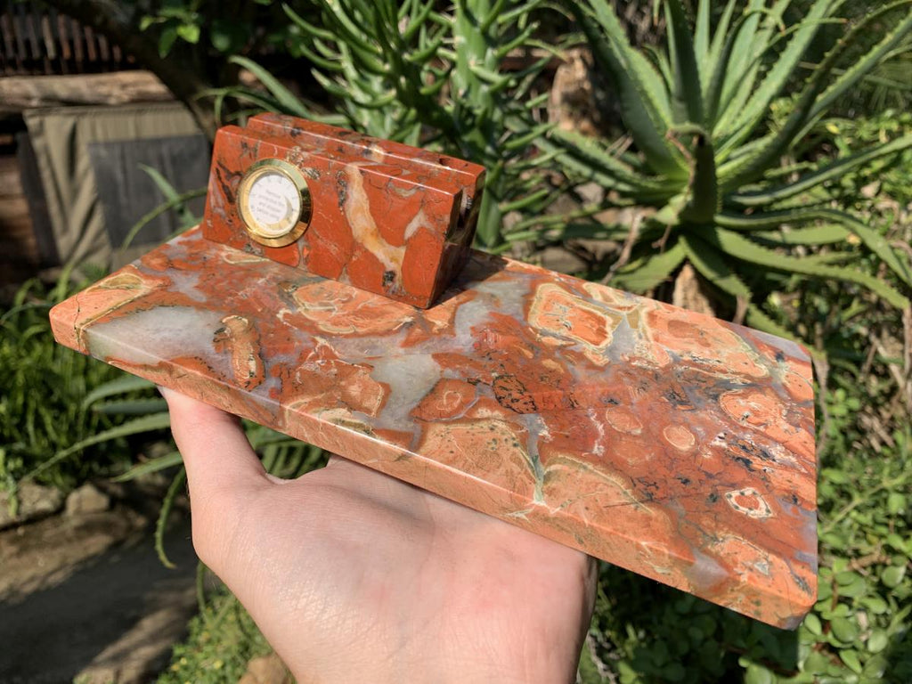 Hand Made Vintage Brecciated Jasper Office or Desk Set x 1 From Northern Cape, South Africa