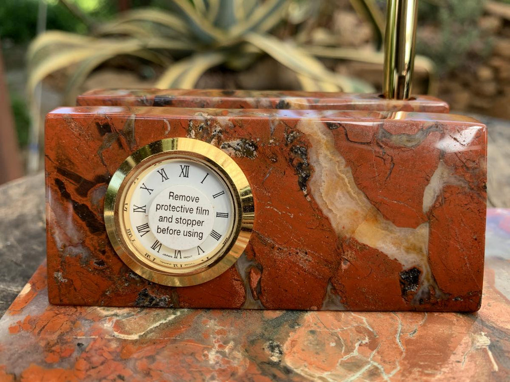 Hand Made Vintage Brecciated Jasper Office or Desk Set x 1 From Northern Cape, South Africa