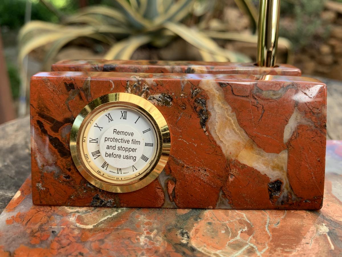 Hand Made Vintage Brecciated Jasper Office or Desk Set x 1 From Northern Cape, South Africa