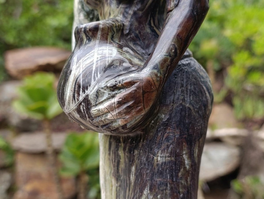 Carved African Butter Jade Traditional Lady Carrying Water Sculpture x1 From South Africa