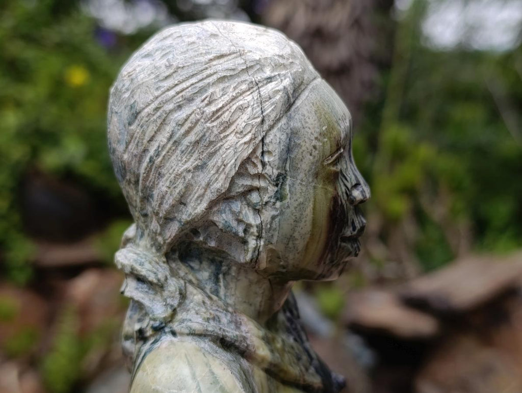 Carved African Butter Jade Traditional Lady Carrying Water Sculpture x1 From South Africa