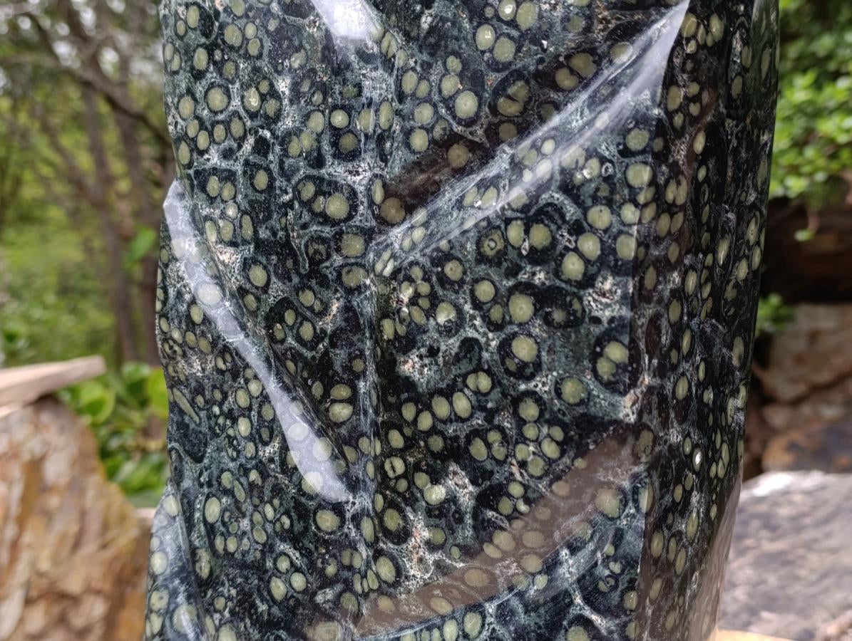 Hand Made XXL Stromatolite Standing Leaf Sculpture x 1 From Mahajanga, Madagascar
