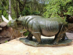 Carved XL Green Verdite Rhino Carving x 1 From Zimbabwe