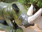 Carved XL Green Verdite Rhino Carving x 1 From Zimbabwe