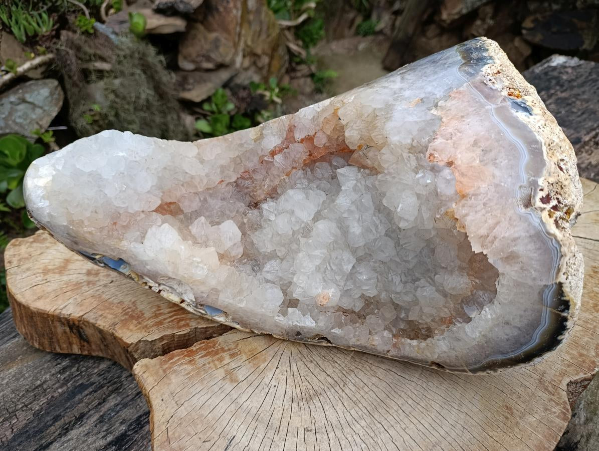 Polished XL Crystal Centre Agate Display Piece x 1 From Maintirano, Madagascar