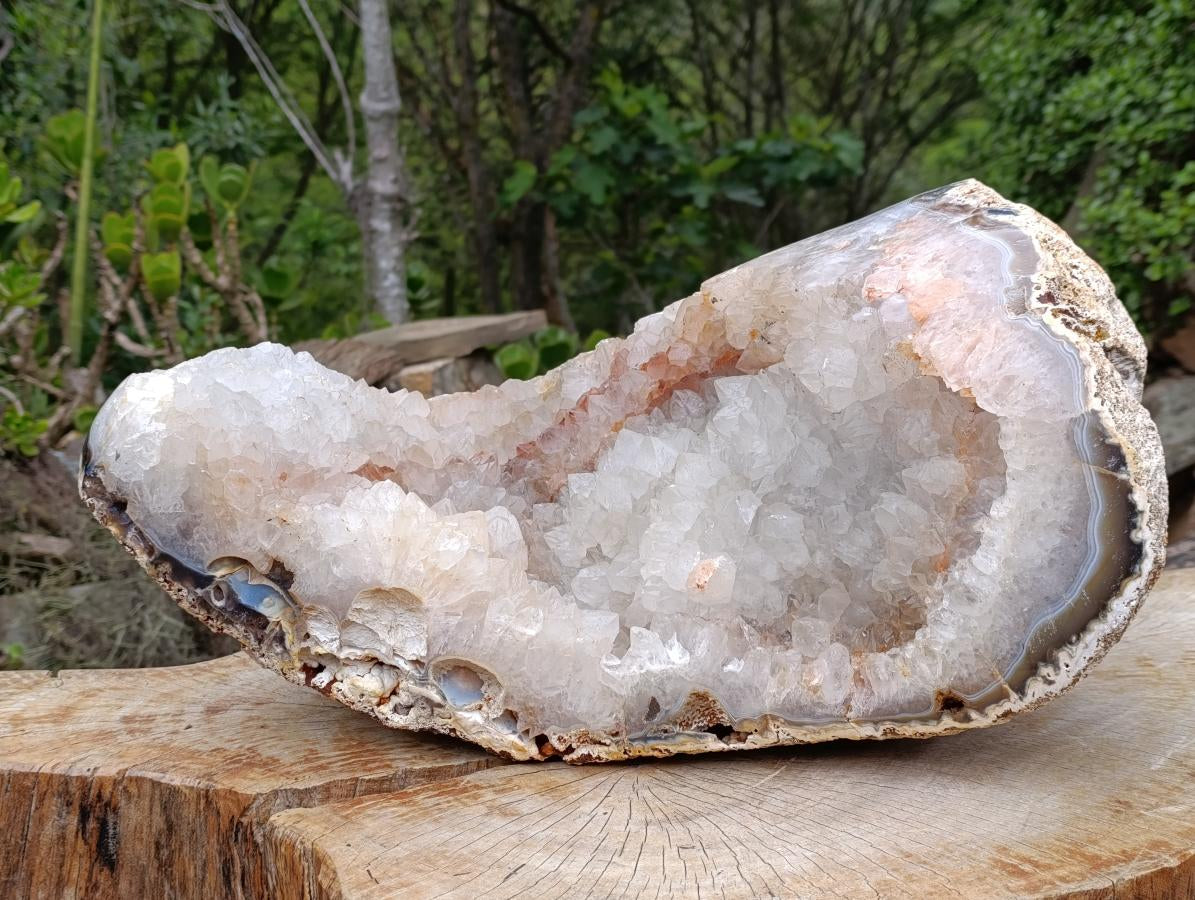 Polished XL Crystal Centre Agate Display Piece x 1 From Maintirano, Madagascar